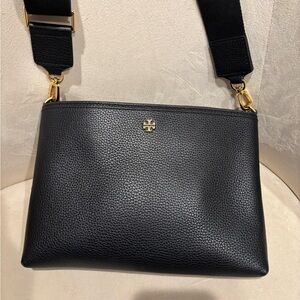 Tory Burch Black Pebbled Leather Crossbody Bag